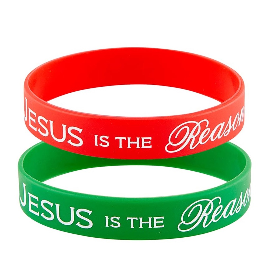 Jesus is the Reason for the Season 2 silicone bracelets 7” stretchable nwt